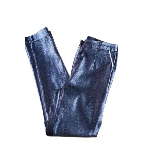 Vintage Georgine Metallic Blue Cigarette Pants - Picture 4 of 7